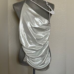Silver One-Shoulder Ruched